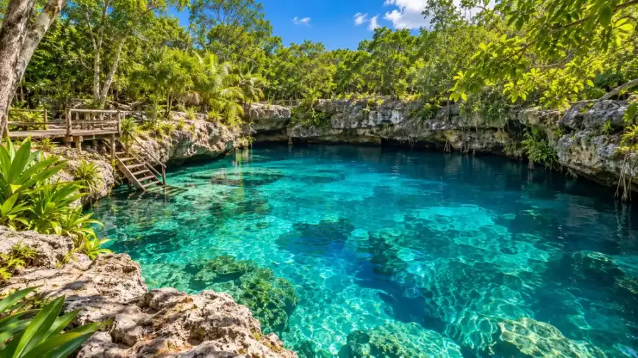 Cenote Azul (Riviera Maya) - Spot fotográfico en Puerto Aventuras, Quintana Roo para visitar en auto